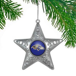 Baltimore Ravens Collectible Ornament NFL Silver Star Christmas Tree 4.5 " New